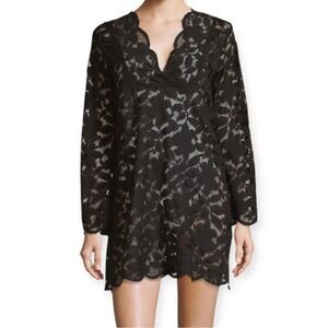 J Valdi Elegant Black Lace Mini Dress